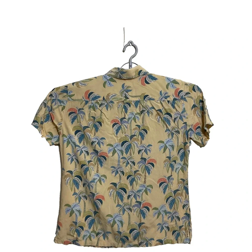 Tori Richard men's shir Hawaiian palm tree print viscose beige short-sleeve M - Picture 9 of 13